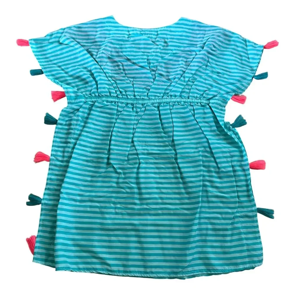 Girls XL 14-16 Cat & Jack Watermelon Pink Green Tassel Stripe Swim Cover Up